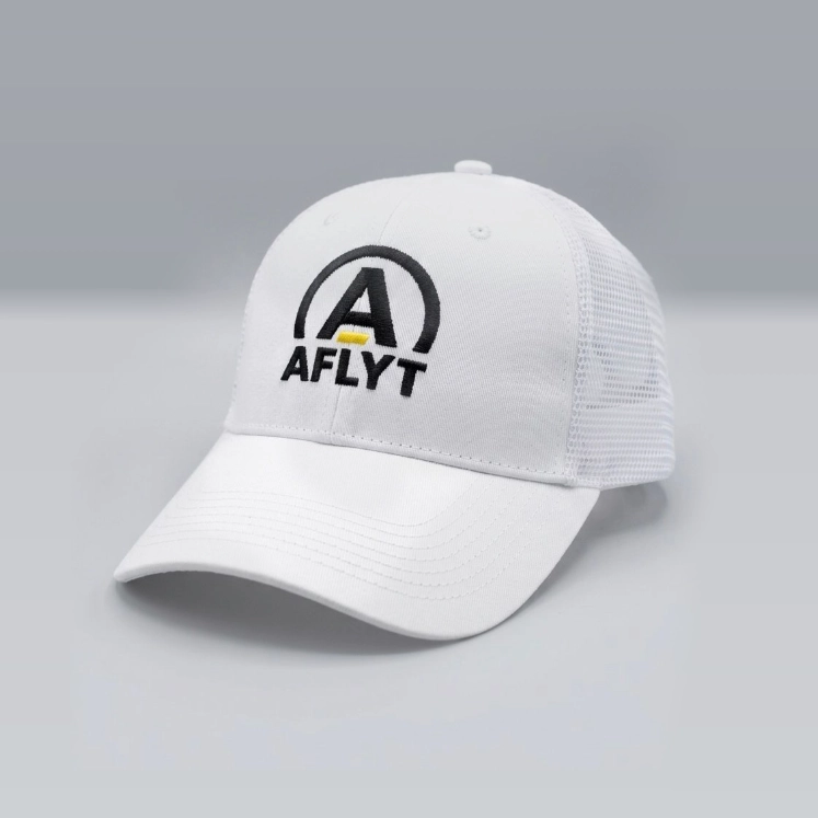 Aflyt Trucker Hat Large Logo White