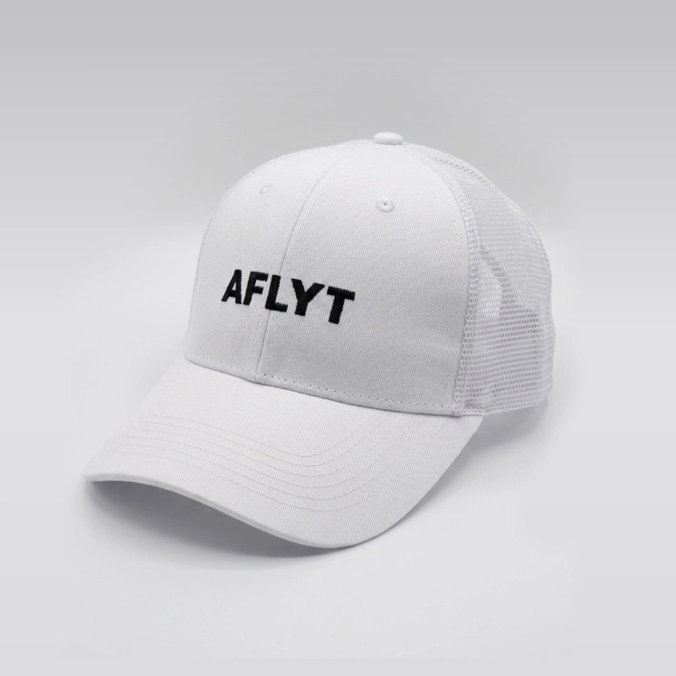 Aflyt Trucker Hat Text Logo White