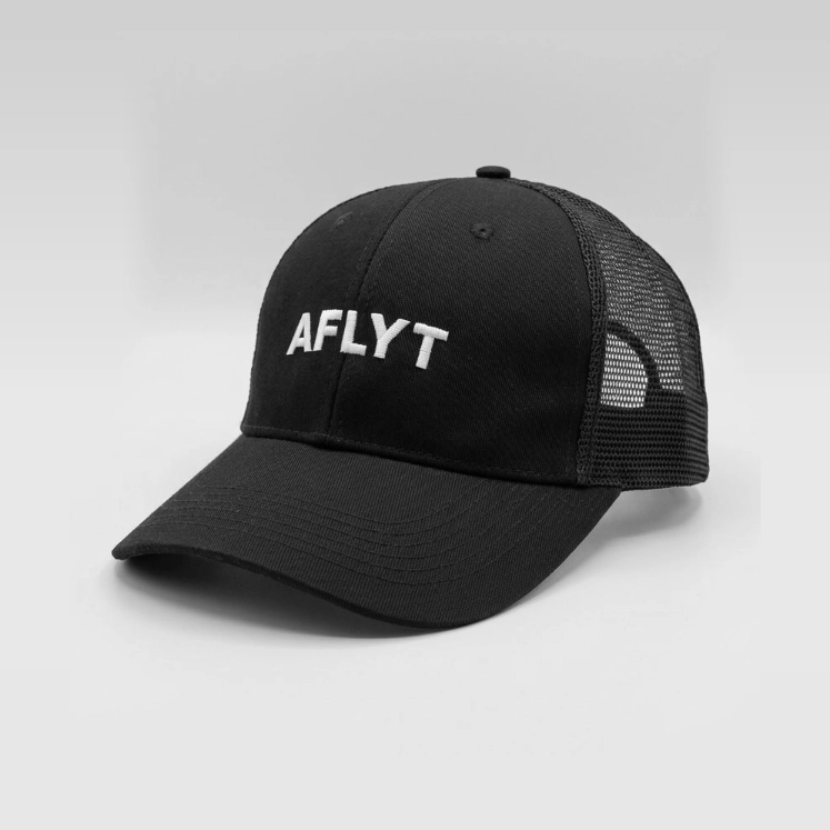 Aflyt Trucker Hat Text Logo Black