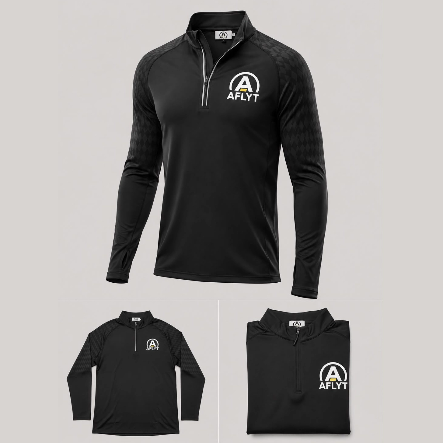 Black Long Sleeve Quarter Zip Running Top